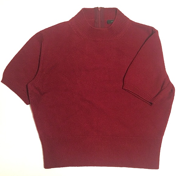 Marc Jacobs Cashmere Mohair Sweater Short Sleeve Mock Neck Top Burgundy Wine L - Picture 1 of 16
